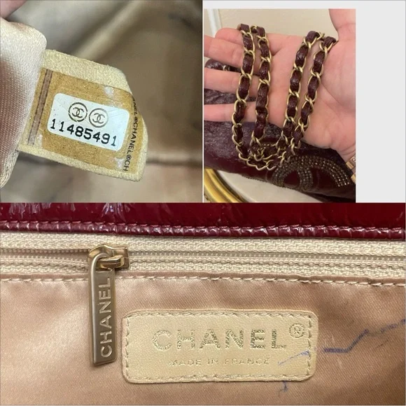 CHANEL Burgundy Leather Bag with Gold Chain - Picture 11 of 14